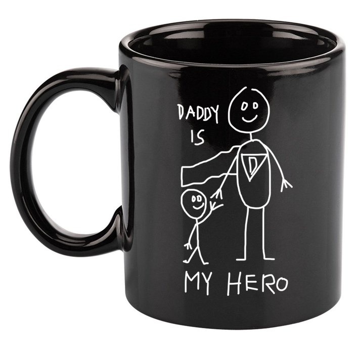 Firefighter Police Veteran Heros Daddy Is My Hero Funny Gift 11oz C Handle Ceramic Mug