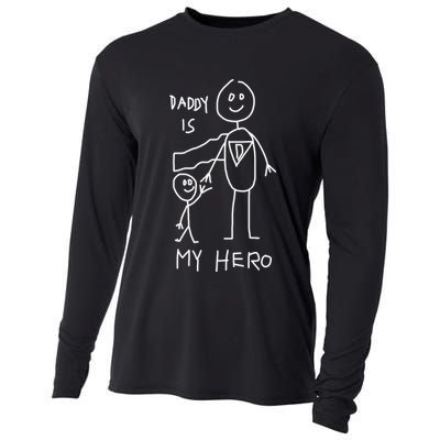 Firefighter Police Veteran Heros Daddy Is My Hero Funny Gift Cooling Performance Long Sleeve Crew
