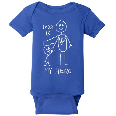 Firefighter Police Veteran Heros Daddy Is My Hero Funny Gift Baby Bodysuit