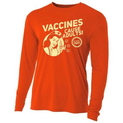 Funny Pro Vaccination Vaccines Cause Adults Cooling Performance Long Sleeve Crew