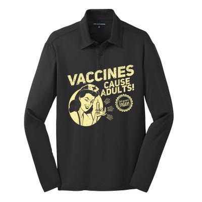 Funny Pro Vaccination Vaccines Cause Adults Silk Touch Performance Long Sleeve Polo