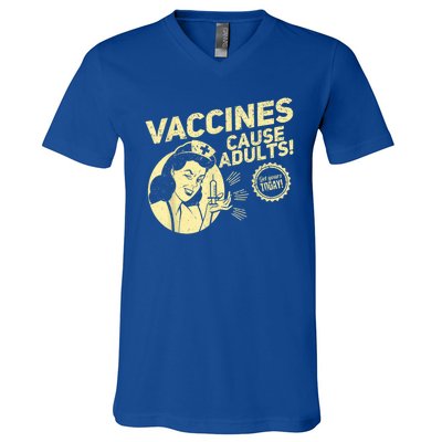 Funny Pro Vaccination Vaccines Cause Adults V-Neck T-Shirt