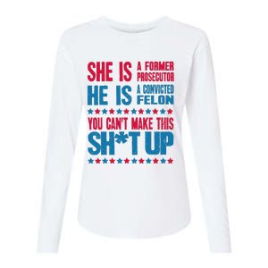 Former Prosecutor Vs Felon Pro Kamala Harris 2024 President Womens Cotton Relaxed Long Sleeve T-Shirt