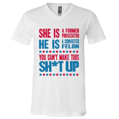 Former Prosecutor Vs Felon Pro Kamala Harris 2024 President V-Neck T-Shirt