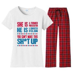 Former Prosecutor Vs Felon Pro Kamala Harris 2024 President Women's Flannel Pajama Set