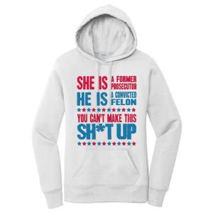 Former Prosecutor Vs Felon Pro Kamala Harris 2024 President Women's Pullover Hoodie