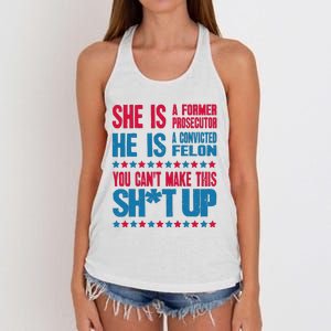 Former Prosecutor Vs Felon Pro Kamala Harris 2024 President Women's Knotted Racerback Tank