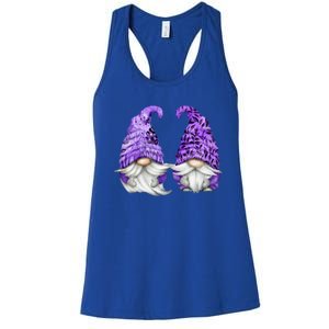 Floral Purple Valentine Gnomes For Mom Gift Cute Valentines Day Gift Women's Racerback Tank