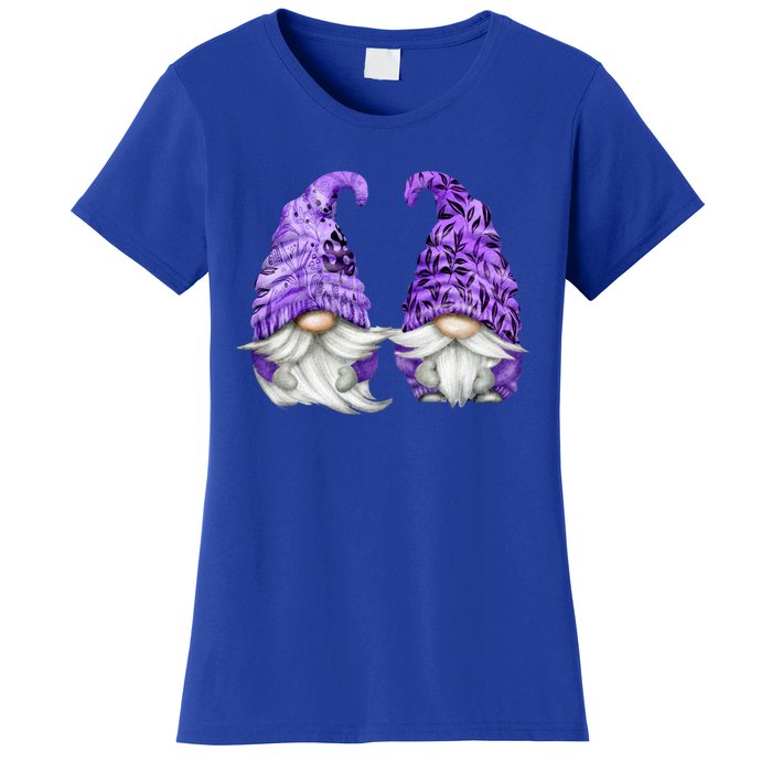 Floral Purple Valentine Gnomes For Mom Gift Cute Valentines Day Gift Women's T-Shirt