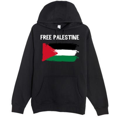 Free Palestine Vintage Distressed Palestinian Flag Gift Premium Pullover Hoodie