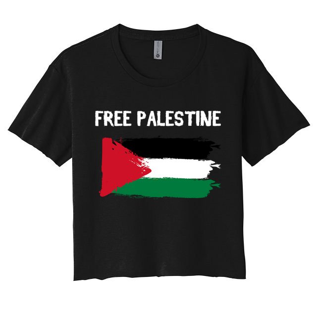Free Palestine Vintage Distressed Palestinian Flag Gift Crop Top