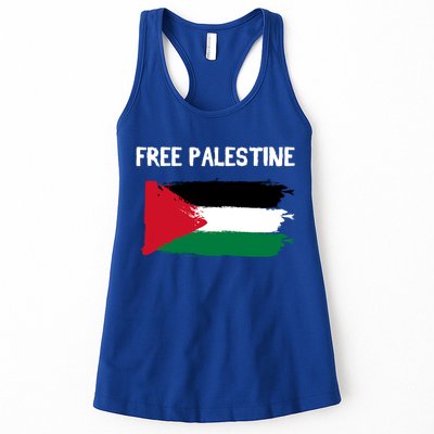 Free Palestine Vintage Distressed Palestinian Flag Gift Womens Tank Top