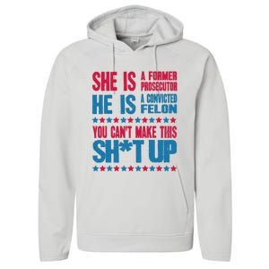 Former Prosecutor Vs Felon Pro Kamala Harris 2024 President Performance Fleece Hoodie