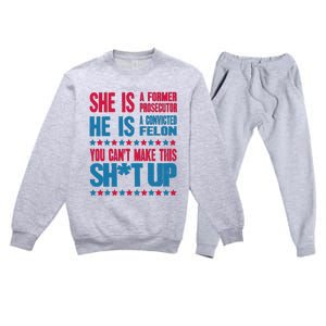 Former Prosecutor Vs Felon Pro Kamala Harris 2024 President Premium Crewneck Sweatsuit Set