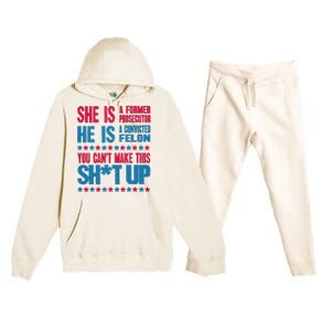 Former Prosecutor Vs Felon Pro Kamala Harris 2024 President Premium Hooded Sweatsuit Set