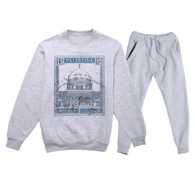 Free Palestine Vintage Stamp Stand For Peace Middle East Premium Crewneck Sweatsuit Set