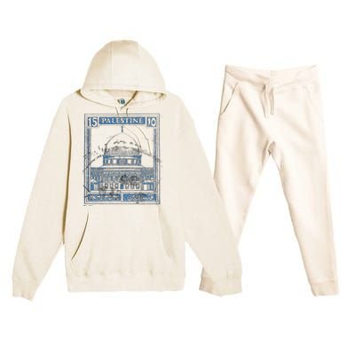 Free Palestine Vintage Stamp Stand For Peace Middle East Premium Hooded Sweatsuit Set