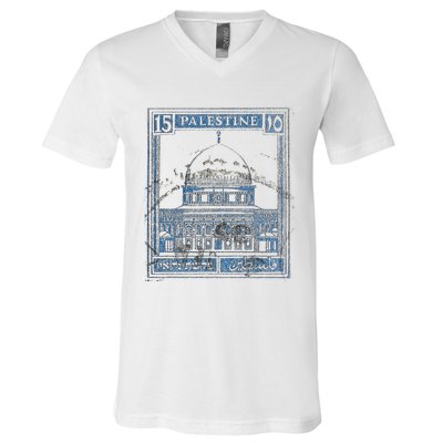 Free Palestine Vintage Stamp Stand For Peace Middle East V-Neck T-Shirt