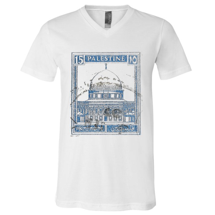 Free Palestine Vintage Stamp Stand For Peace Middle East V-Neck T-Shirt