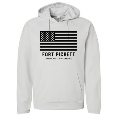 Fort Pickett Virginia USA Military American Flag Performance Fleece Hoodie