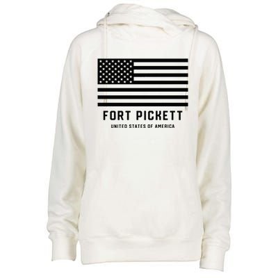 Fort Pickett Virginia USA Military American Flag Womens Funnel Neck Pullover Hood