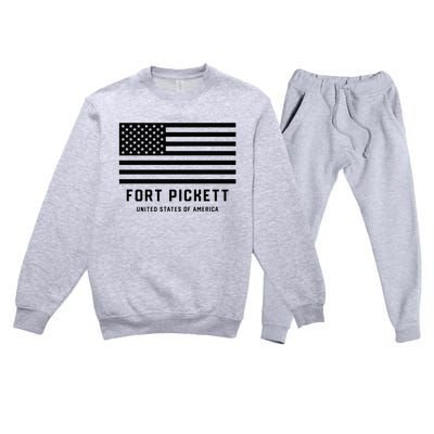 Fort Pickett Virginia USA Military American Flag Premium Crewneck Sweatsuit Set