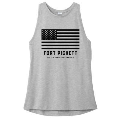 Fort Pickett Virginia USA Military American Flag Ladies PosiCharge Tri-Blend Wicking Tank