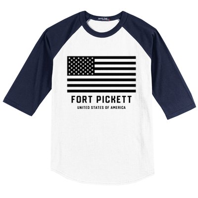 Fort Pickett Virginia USA Military American Flag Baseball Sleeve Shirt