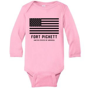 Fort Pickett Virginia USA Military American Flag Baby Long Sleeve Bodysuit