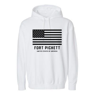 Fort Pickett Virginia USA Military American Flag Garment-Dyed Fleece Hoodie