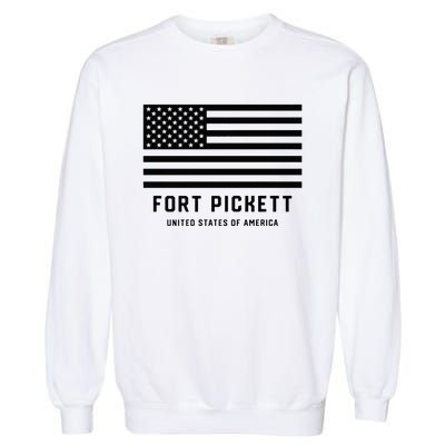 Fort Pickett Virginia USA Military American Flag Garment-Dyed Sweatshirt