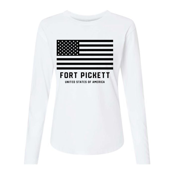 Fort Pickett Virginia USA Military American Flag Womens Cotton Relaxed Long Sleeve T-Shirt