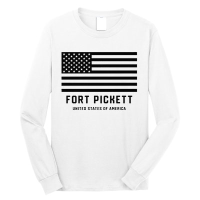 Fort Pickett Virginia USA Military American Flag Long Sleeve Shirt