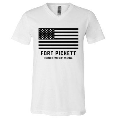 Fort Pickett Virginia USA Military American Flag V-Neck T-Shirt