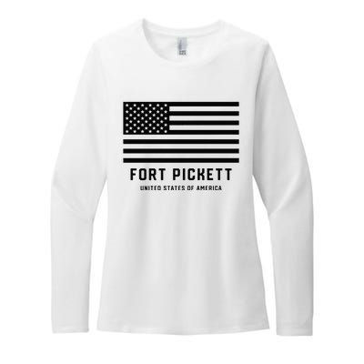 Fort Pickett Virginia USA Military American Flag Womens CVC Long Sleeve Shirt