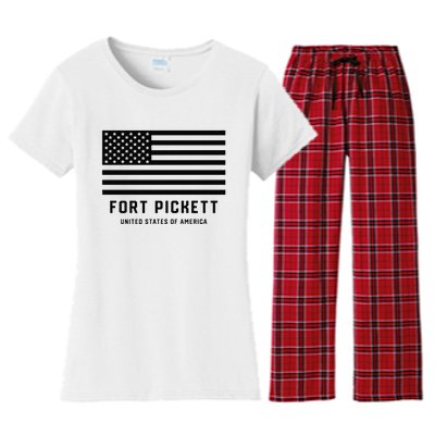 Fort Pickett Virginia USA Military American Flag Women's Flannel Pajama Set