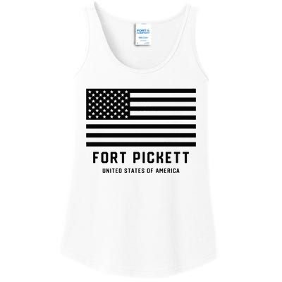 Fort Pickett Virginia USA Military American Flag Ladies Essential Tank