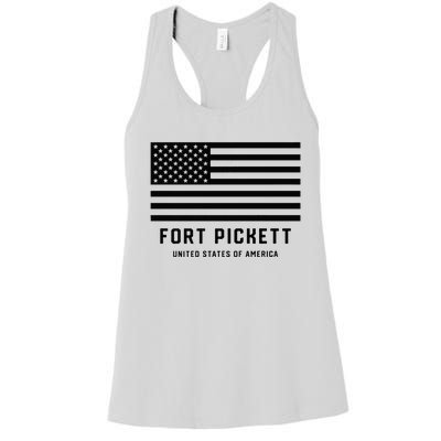 Fort Pickett Virginia USA Military American Flag Women's Racerback Tank