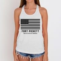 Fort Pickett Virginia USA Military American Flag Women's Knotted Racerback Tank