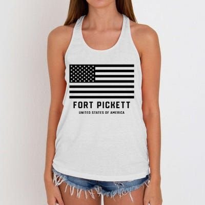 Fort Pickett Virginia USA Military American Flag Women's Knotted Racerback Tank