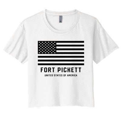 Fort Pickett Virginia USA Military American Flag Women's Crop Top Tee