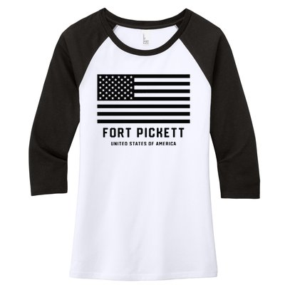 Fort Pickett Virginia USA Military American Flag Women's Tri-Blend 3/4-Sleeve Raglan Shirt