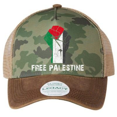 Free Palestine Vintage Retro Palestine Fist Legacy Tie Dye Trucker Hat