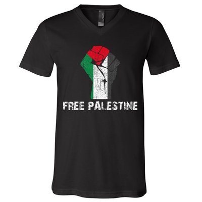 Free Palestine Vintage Retro Palestine Fist V-Neck T-Shirt