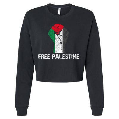Free Palestine Vintage Retro Palestine Fist Cropped Pullover Crew