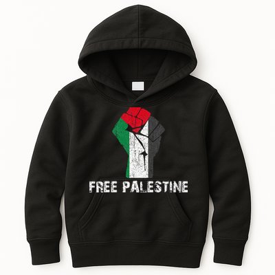 Free Palestine Vintage Retro Palestine Fist Kids Hoodie