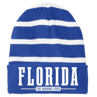 Florida Pride Vintage Gift Striped Beanie with Solid Band