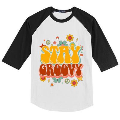 Floral Peaceful Vibes Embrace Positivity with Retro Flower Design Kids Colorblock Raglan Jersey
