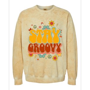 Floral Peaceful Vibes Embrace Positivity with Retro Flower Design Colorblast Crewneck Sweatshirt