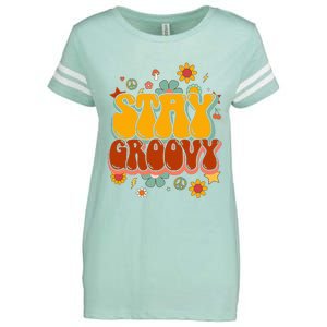 Floral Peaceful Vibes Embrace Positivity with Retro Flower Design Enza Ladies Jersey Football T-Shirt